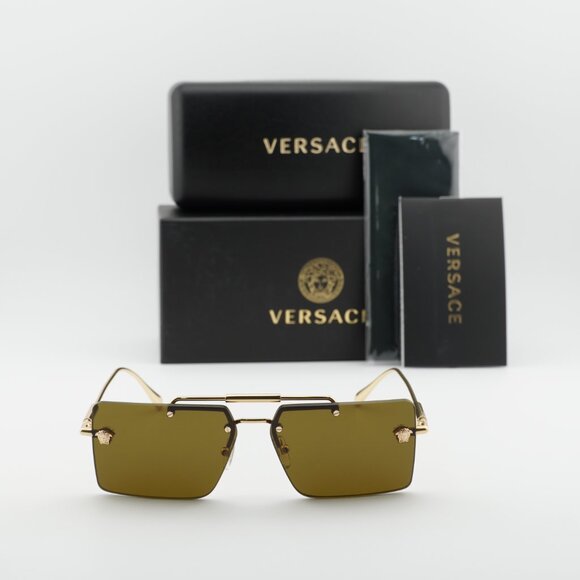 Versace VE2245 100273 Sunglasses Gold Rectangle Frame, Brown Gradient Lenses main image 7